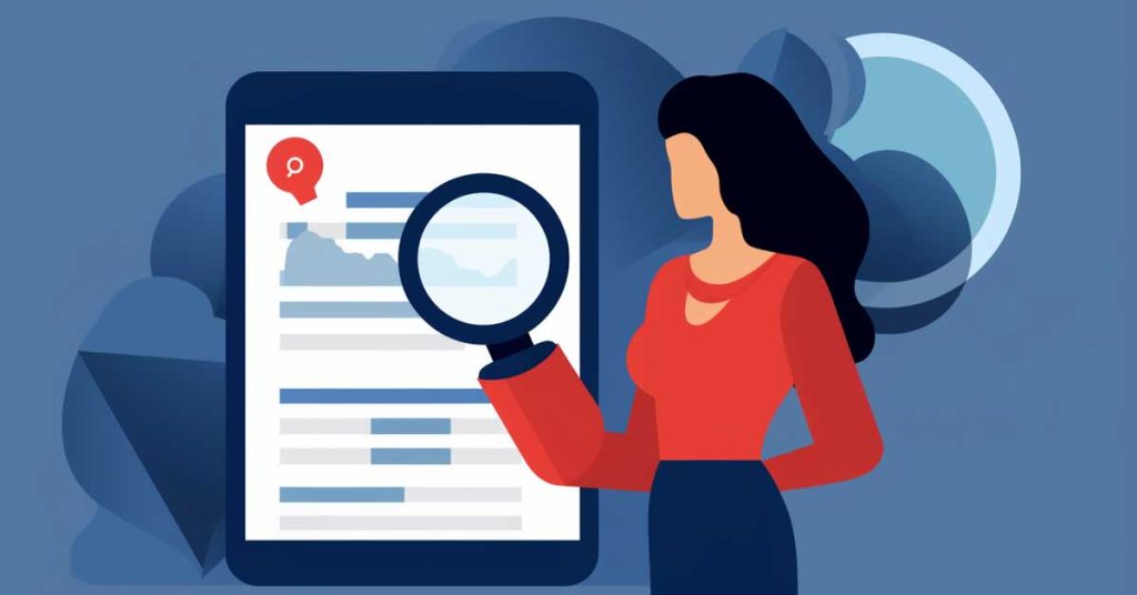 Woman utilizing SEO services for online search